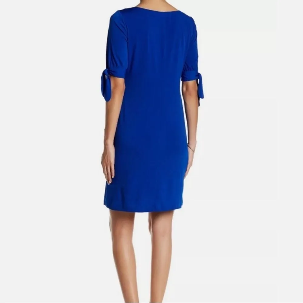 cobalt royal blue short tie sleeve shift dress size 6 - Image 2