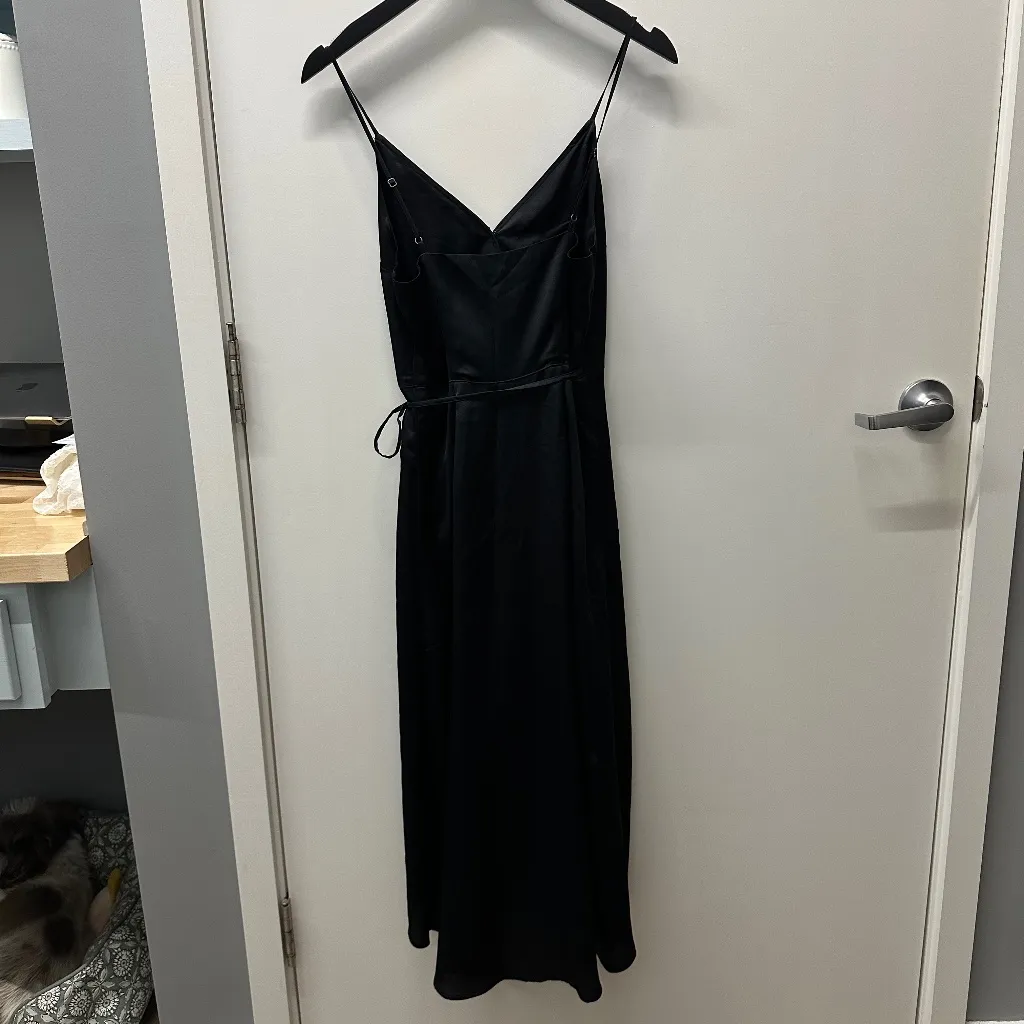 Abercrombie Black Silk Wrap Midi Dress - Image 6
