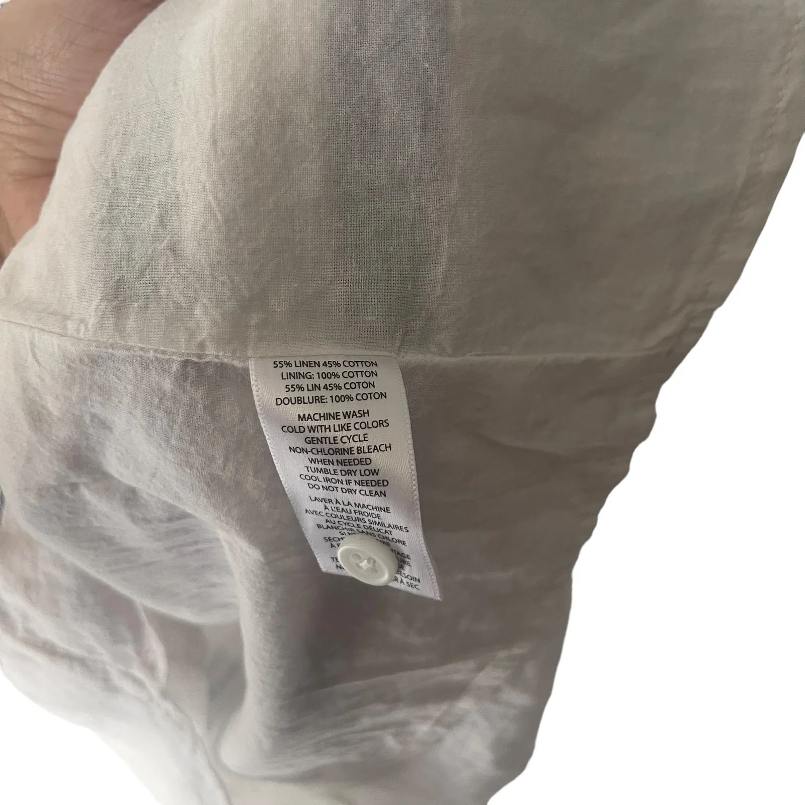 Beach Lunch Lounge Women's Size Medium White Blue Linen‎ Above Knee Dress - Image 6