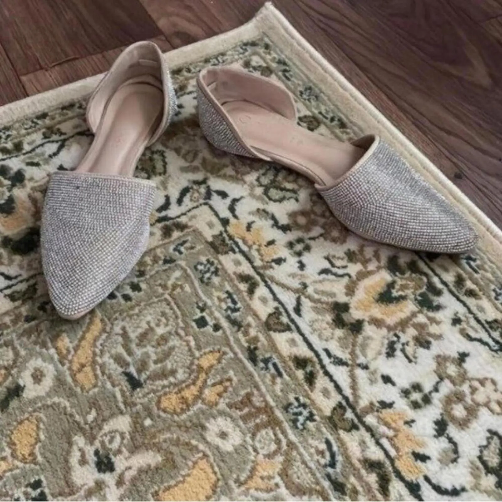 Rampage  rhinestone studded pointed toe open side flats wedding glam - Image 5