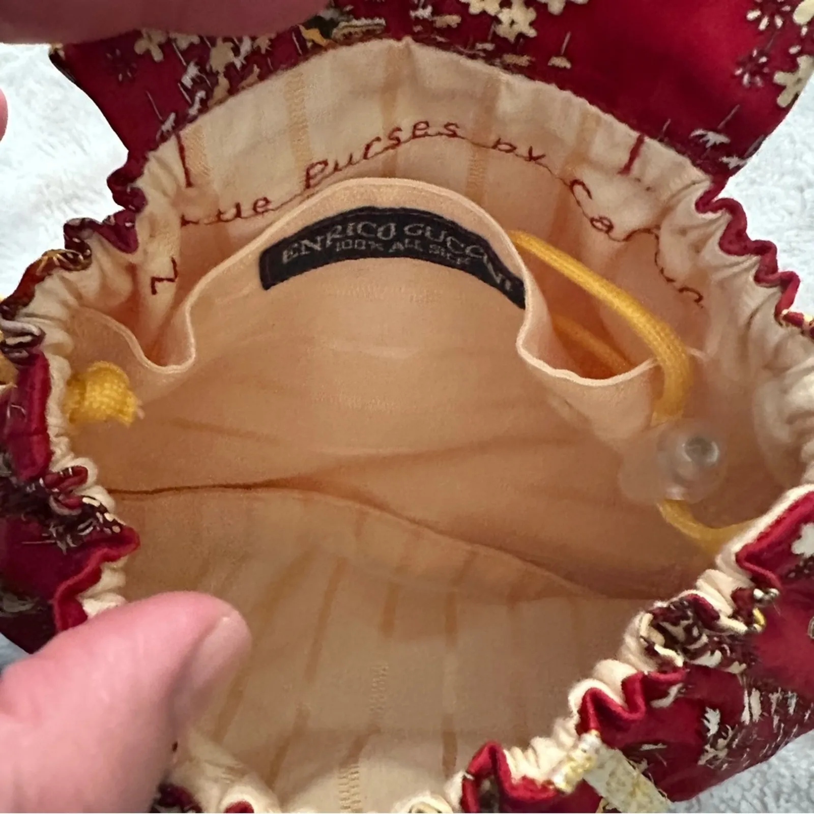 Vintage Necktie Purses by Carolyn Red Floral Silk Tie Eclectic Granny Unique OAK - Image 6