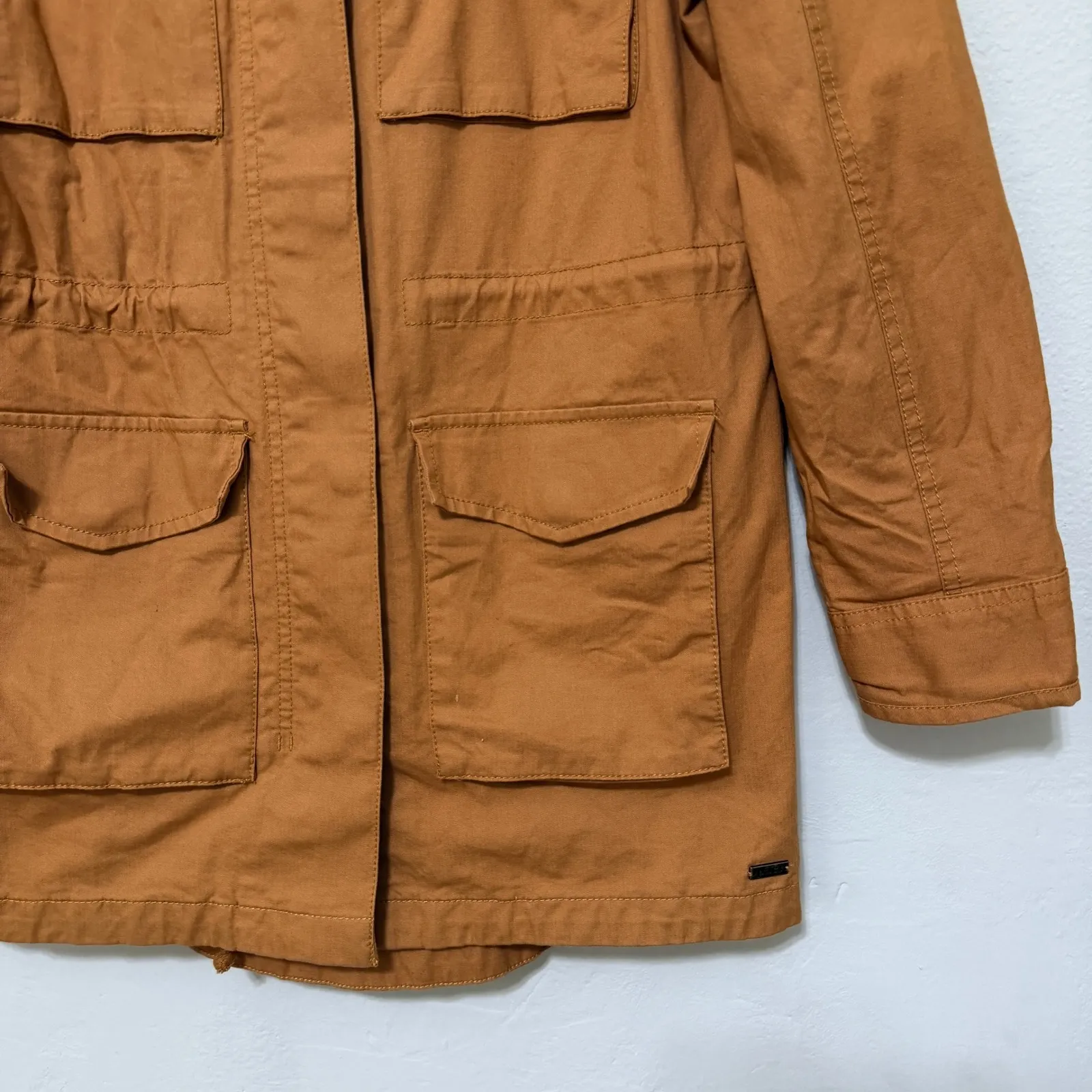 Pact Utility Field Jacket Womens XS Organic Cotton Pockets Cargo Orange Twill - Image 7