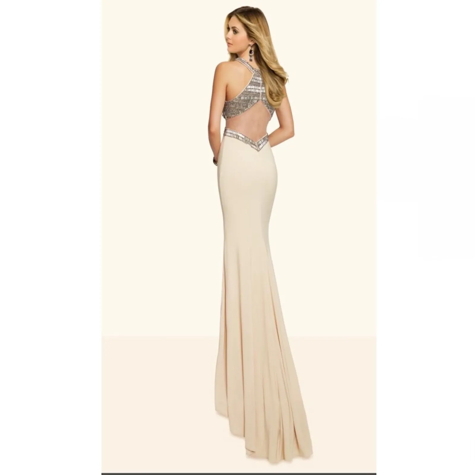 NWT NEW Paparazzi by Madeline Gardner 98143 beaded high neck jersey prom dress Gray Size 8 - Image 6