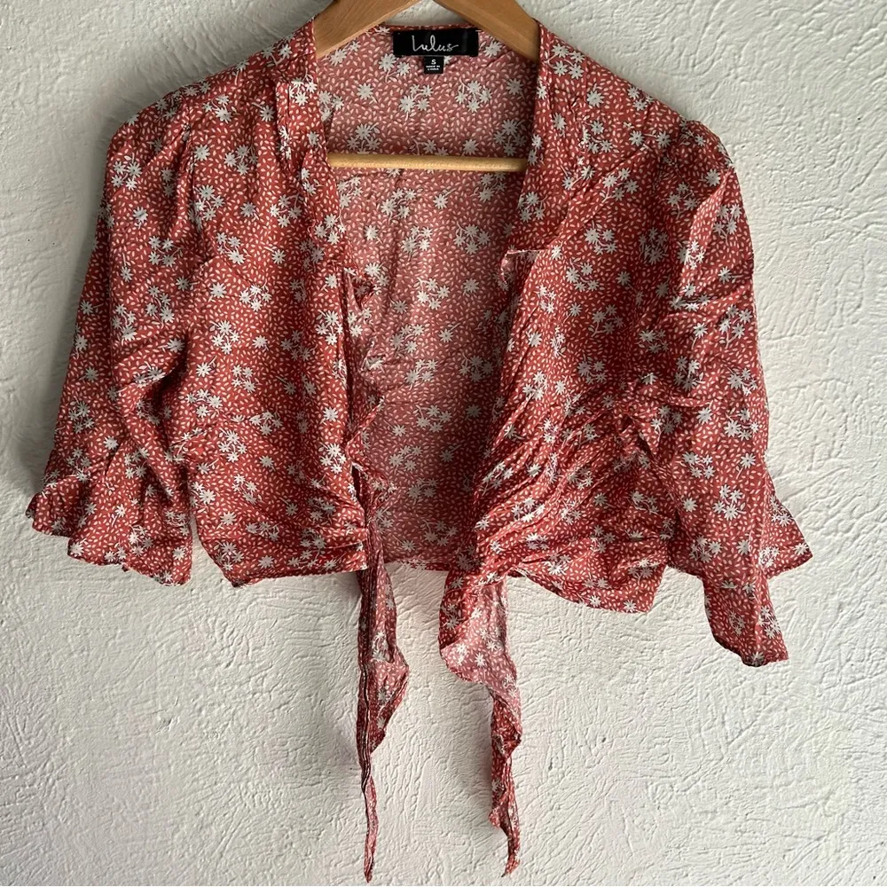 Lulu’s Carnation Crush Terra Cotta Floral Print Two-Piece Dress Sz Small - Image 4