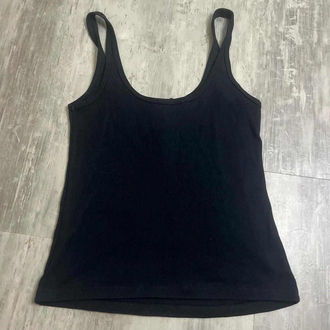 Topshop Cropped Henley Tank Top Black Size 2 - Image 2