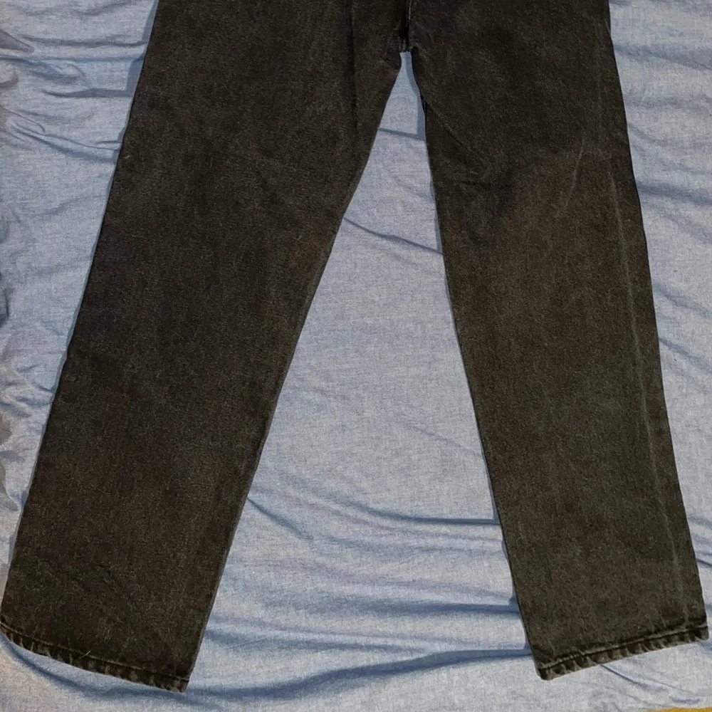 Black Wide Leg Jeans With Knee Rips - Image 5