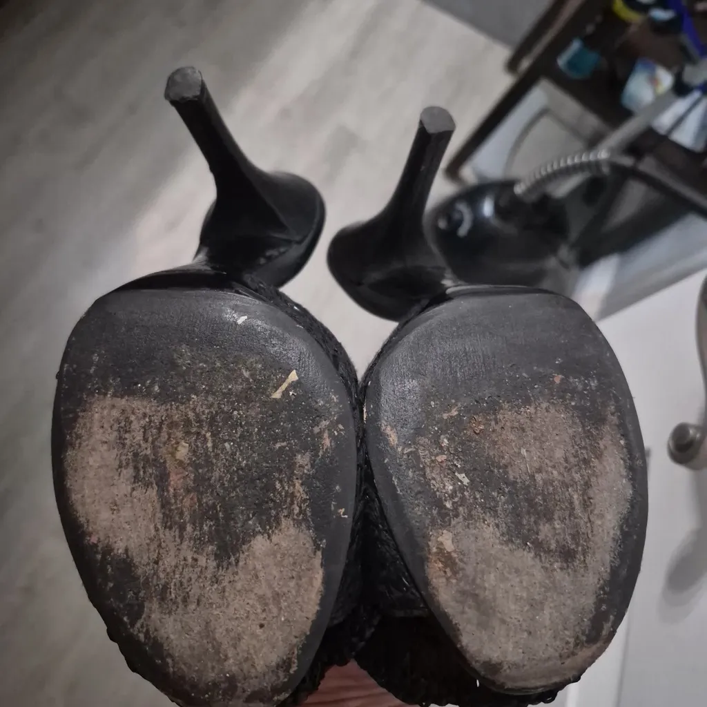 Dolce & Gabbana Black Woven Mule Heels size 7 Made in Italy - Image 6