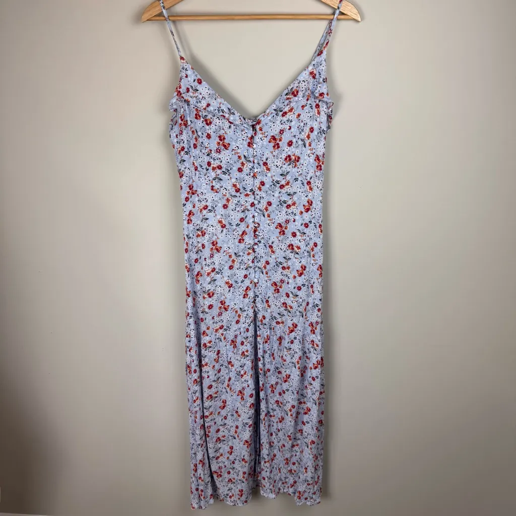 Hersy‎ Women’s Dress Sz L Babydoll Y2K Romantic Floral Fairy Midi Cottagecore Blue Size L - Image 14