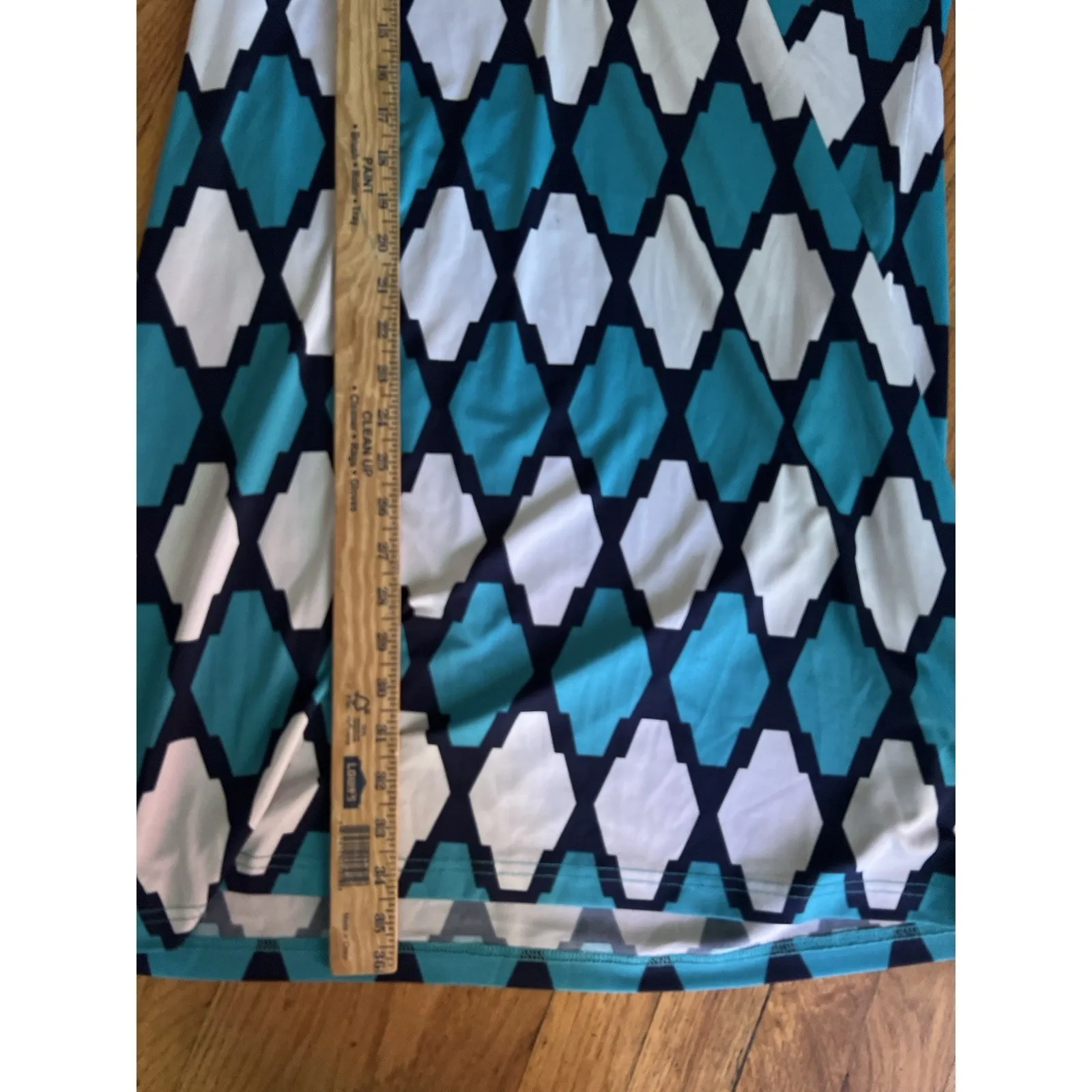 Tracy Negoshian Blue and White 3/4 Sleeve Midi Dress Size XL Catalina Stretch - Image 7