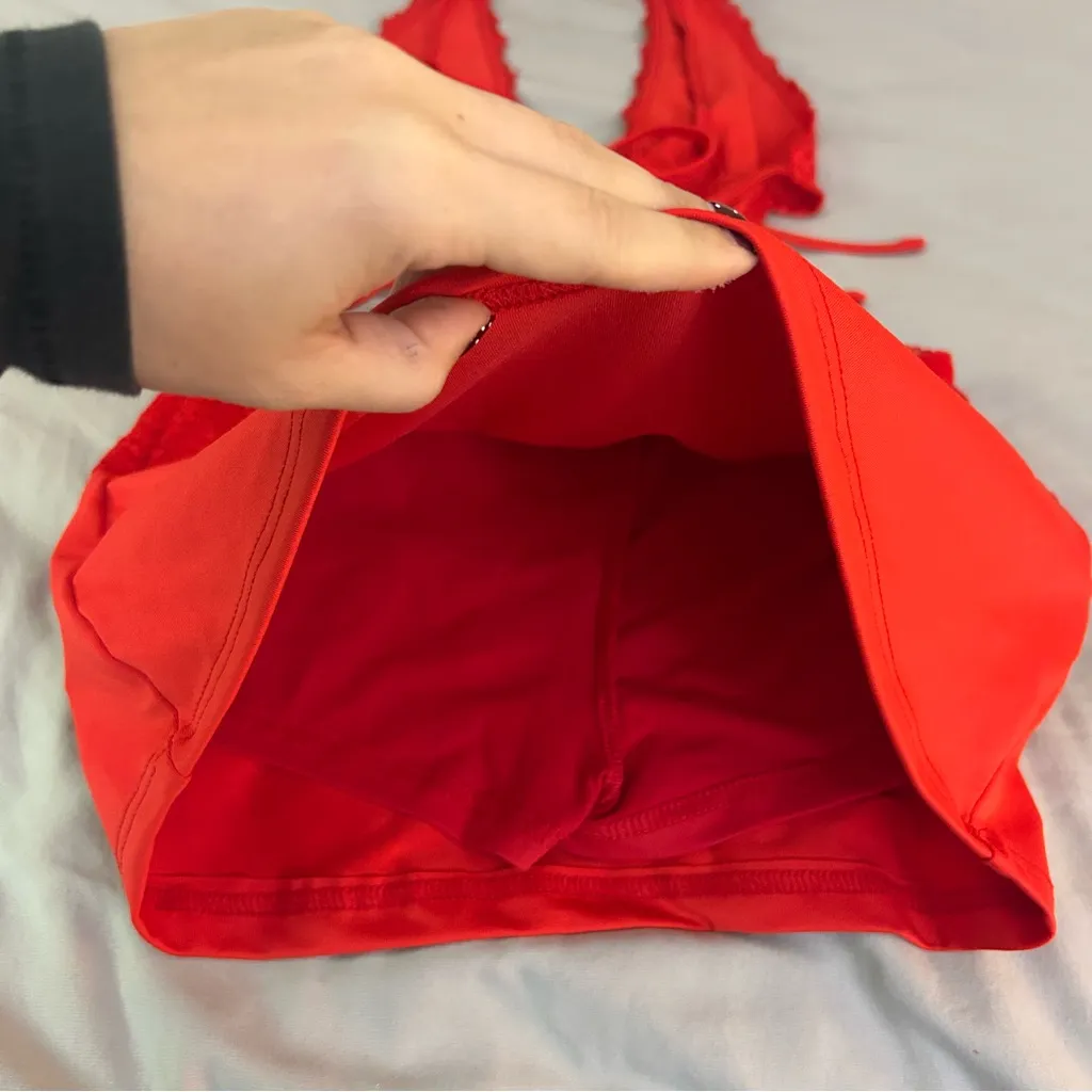 Shein XS Skort Dress, Mini Bodycon Red Lace Dress, Deep V, Open Back, Rhinestone - Image 9