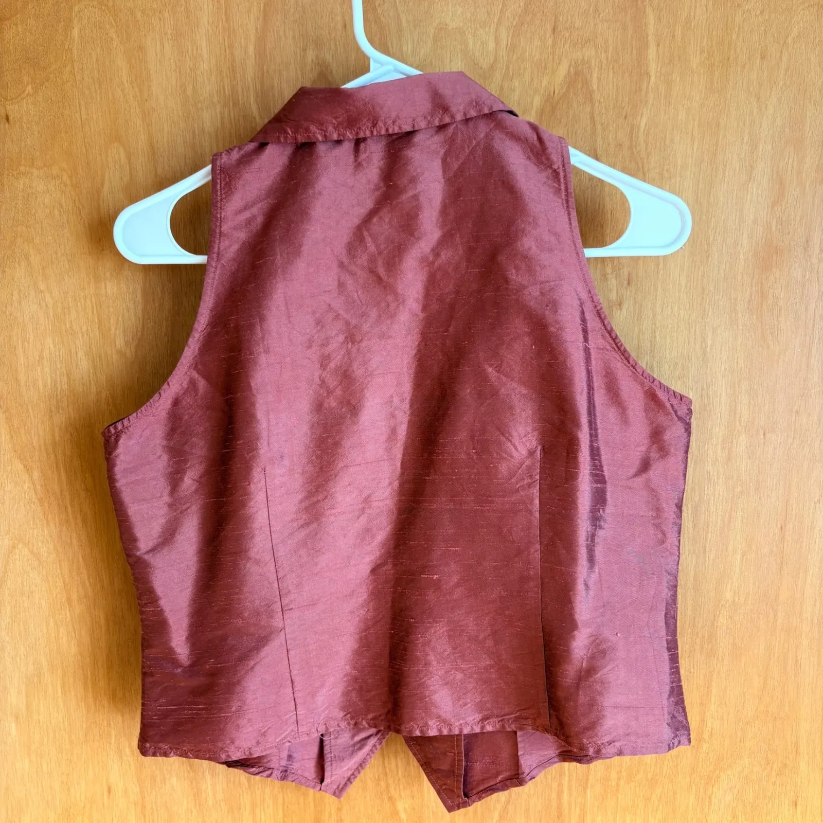 Relativity Womens Red Silk Sleeveless Button Front Collared Vest Size M - Image 7