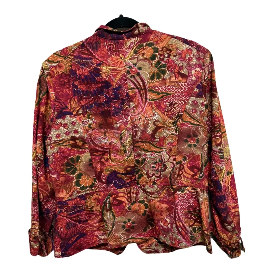 Coldwater Creek Floral Boho Autumn Floral Zip Up Blazer Jacket Size Large - Image 4