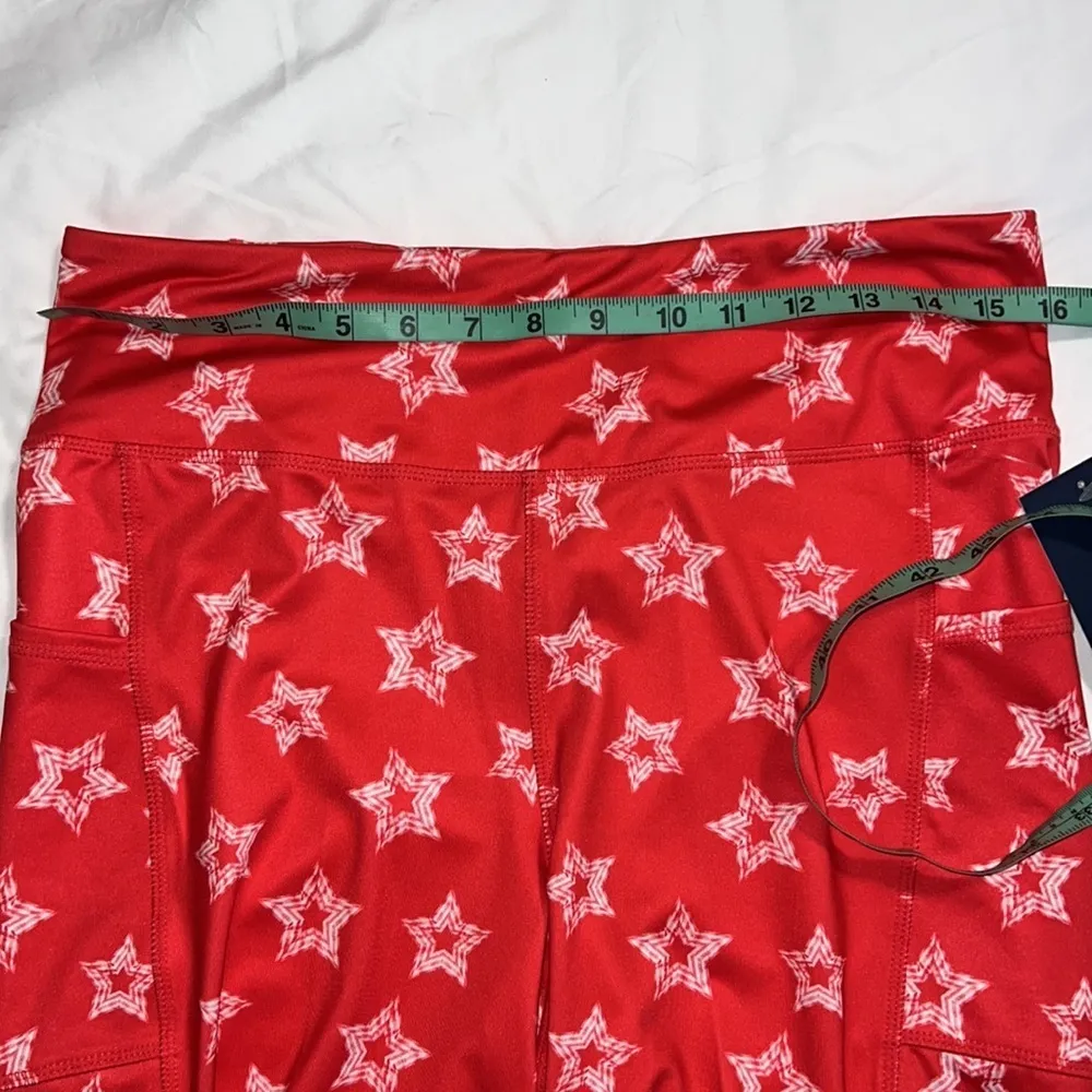 Crown & Ivy lounge shorts scallop edge bike shorts red star design with pockets - Image 14