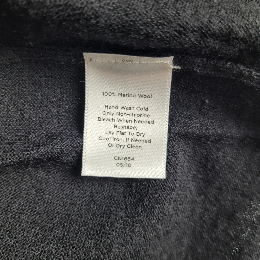 Talbots Womens Cardigan Pure Italian Merino Wool Black Long Sleeve Size S Petite - Image 7