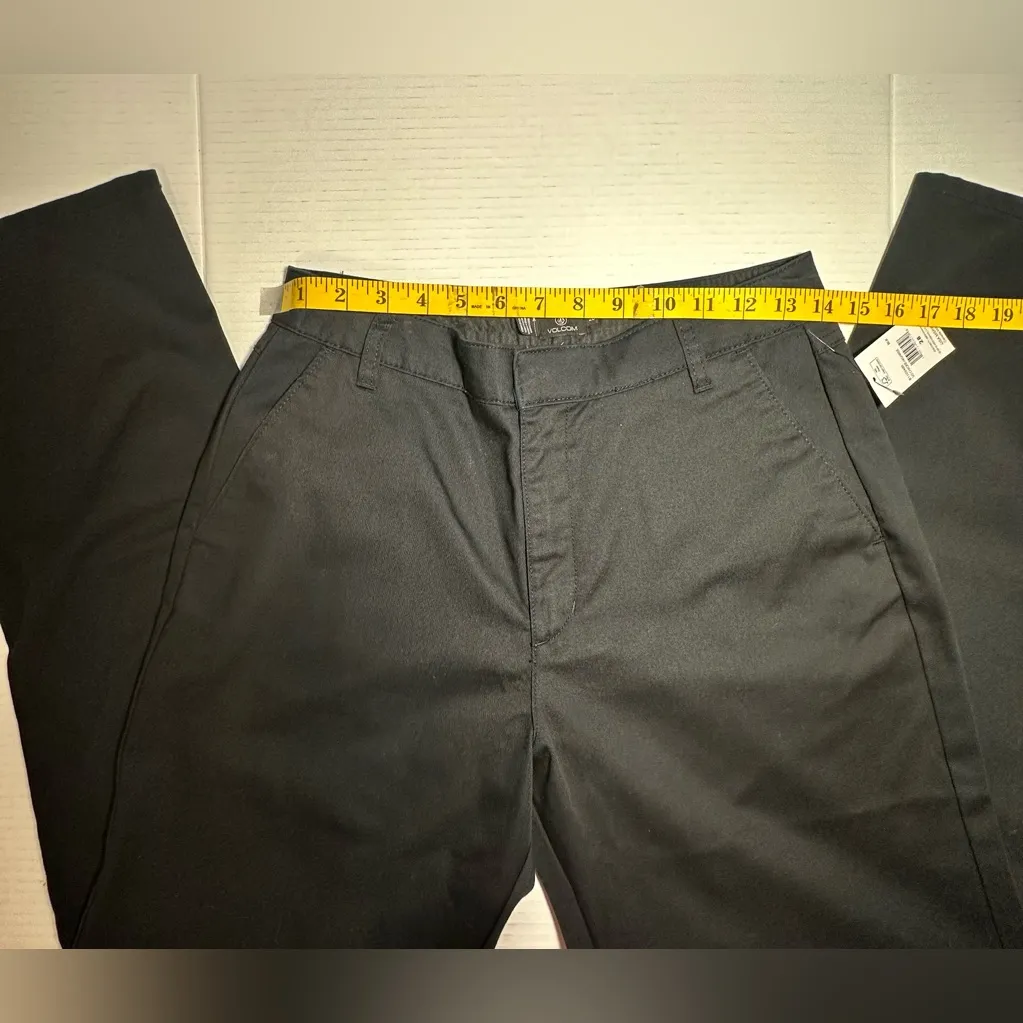 Volcom So Chickie High Rise Chino Pants‎ Black Womens Work Casual Size 28 NEW - Image 6