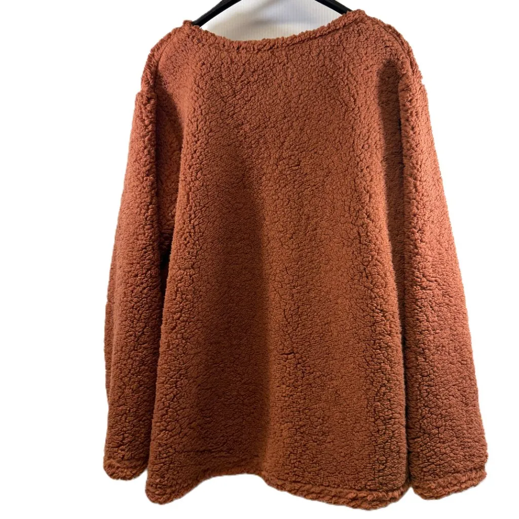 Chucky Soft Sherpa Fleece Pumpkin Orange Shacket-Plus Size - Image 4