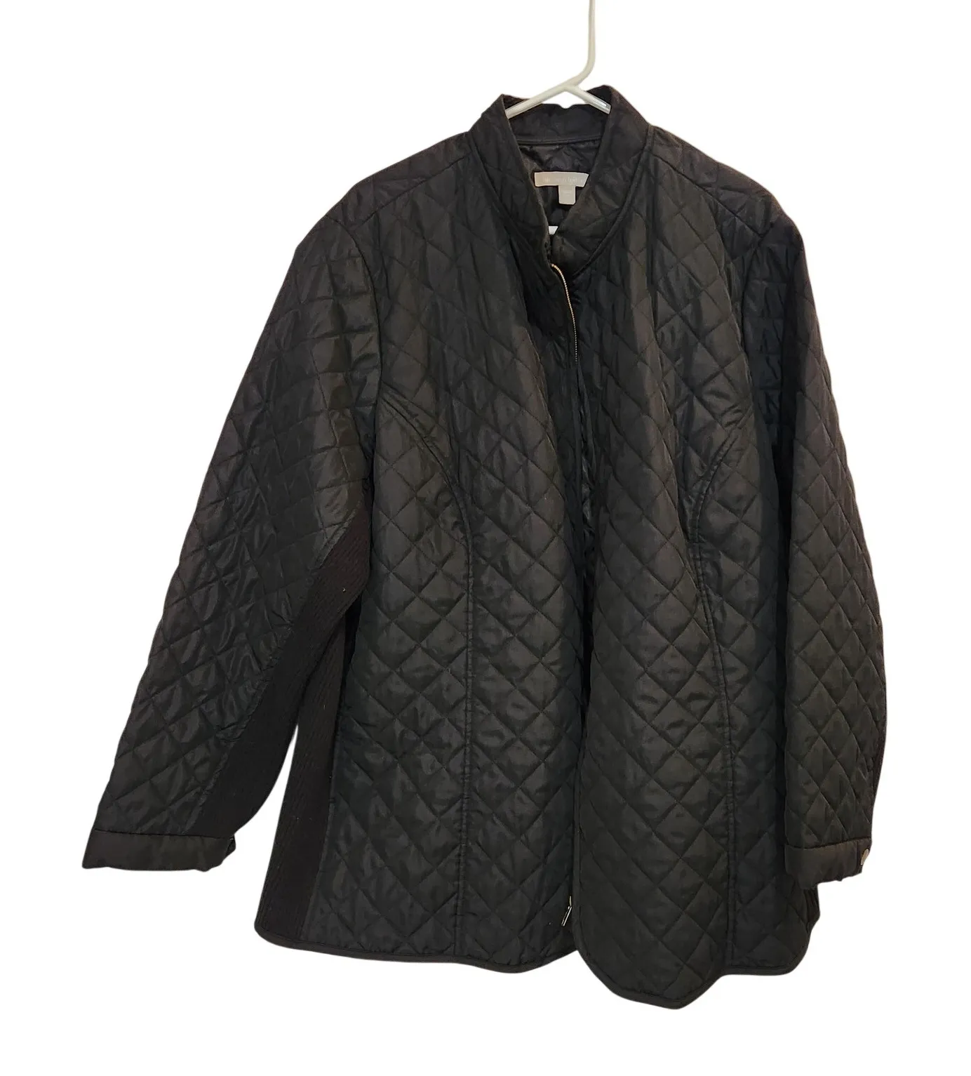 Woman Within Black Insulated Stand Collar Full Zip Quilted Jacket Size 26/28 - Image 1