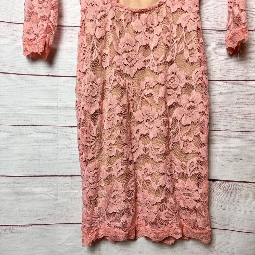 Dulce Carola Women's Soft Blush Pink Lace Open Back Dress Sz S - Image 2