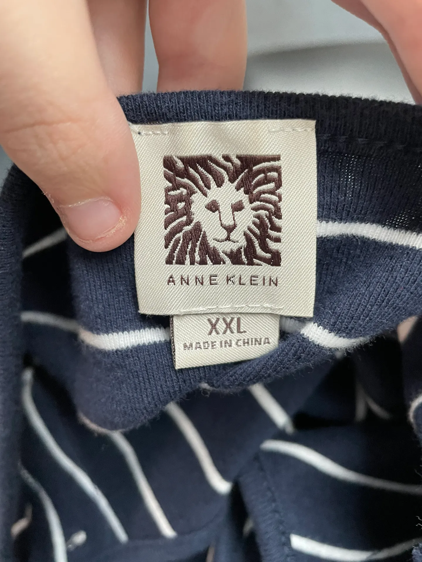 Anne Klein Stripe Navy Blouse - Image 4