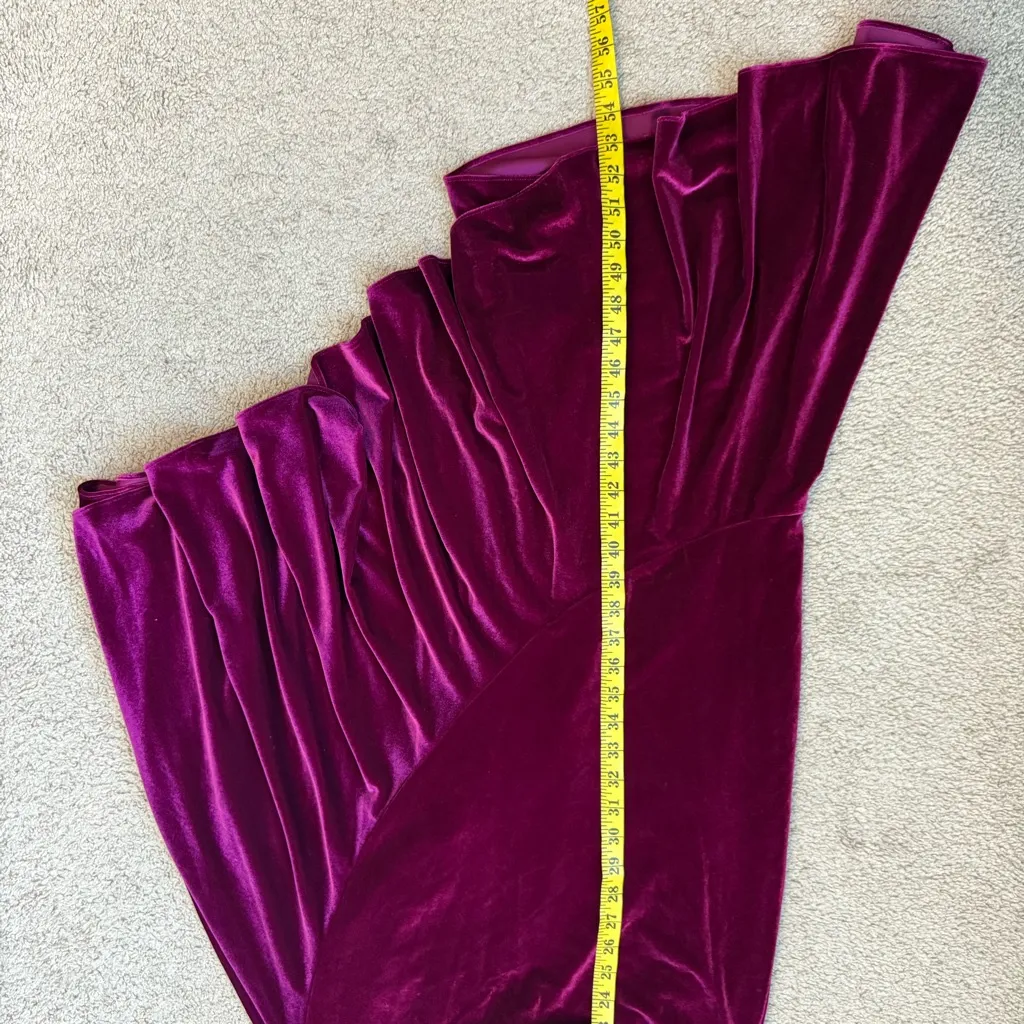 Eliza‎ J Asymmetrical Velvet Midi Dress Fuchsia 6 - Image 9