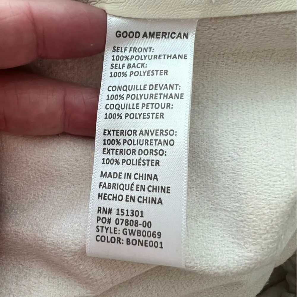 NEW Good American Better Than Leather Shorts Elastic Waist Bone Size 5 2XL - Image 13