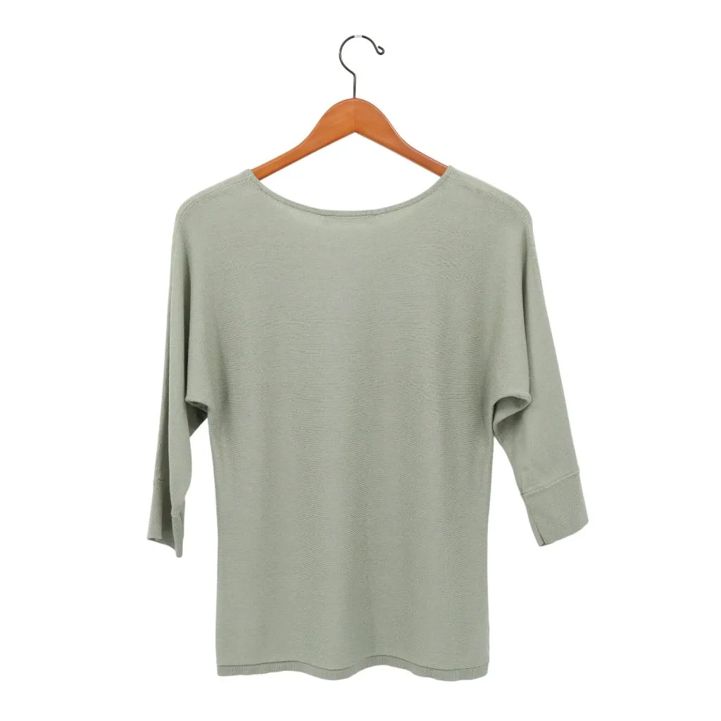 Peruvian Connection Knit Sage Green 3/4 Dolman Sleeve Knit Sweater Top M *Flaw - Image 4
