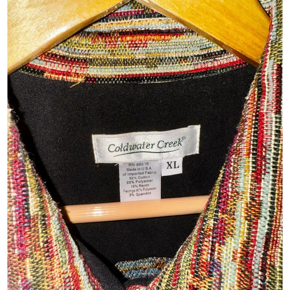 Coldwater Creek Rainbow Textured Woven Jacket Womens XL Artsy Art to Wear Quirky - Image 4
