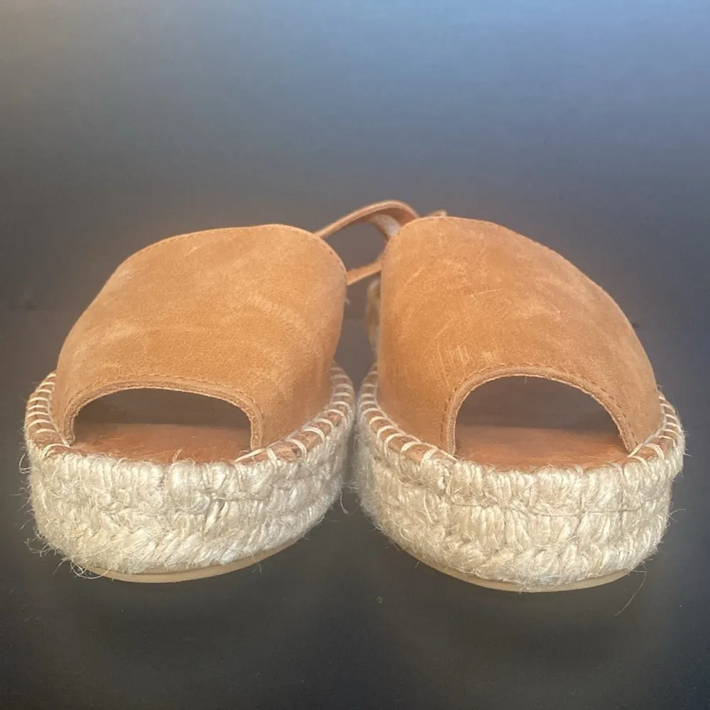 Alohas Sandals Ibizas Slingback Platform Espadrille Leather Open Toe Tan 39 8.5 - Image 2