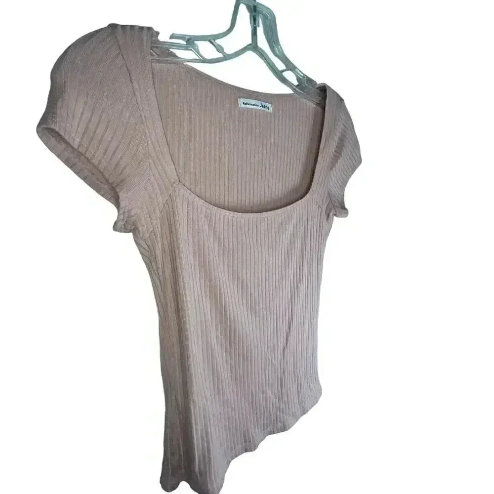 Reformation Jeans Women’s Pink Lightweight Casual Ribbed‎ Tee Small - Image 2