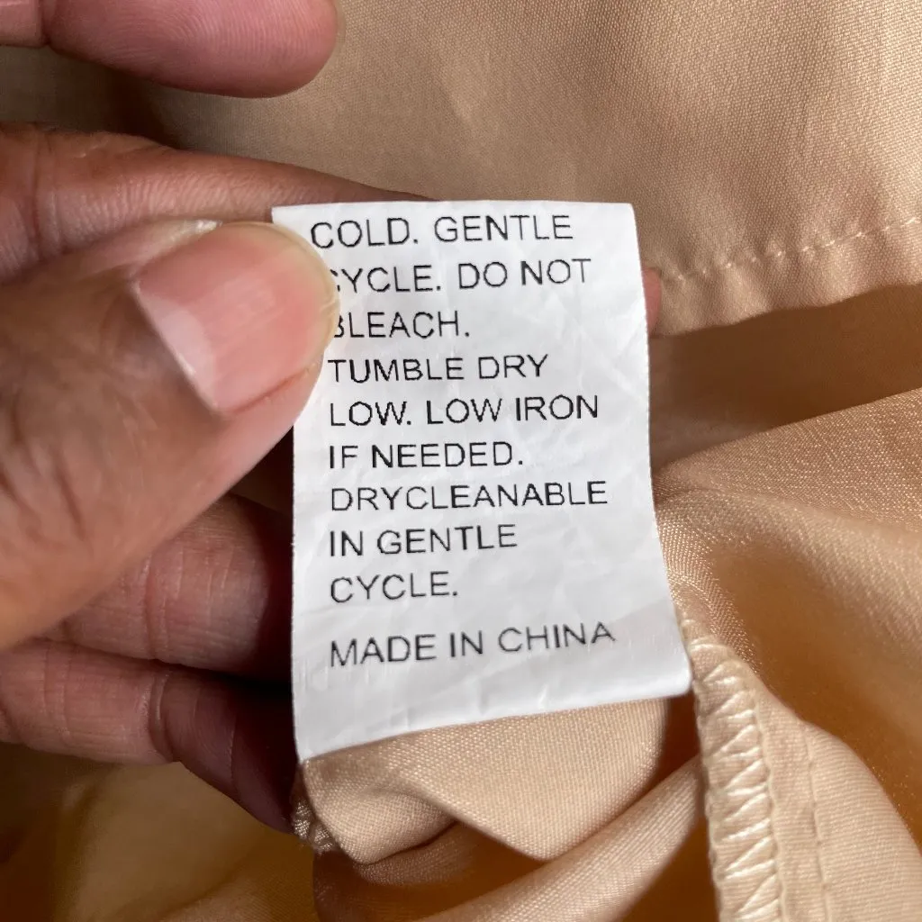 Women's Cream Tan Lined Tulle Puff Sleeve Babydoll Dress Barbie Fairycore Medium - Image 9