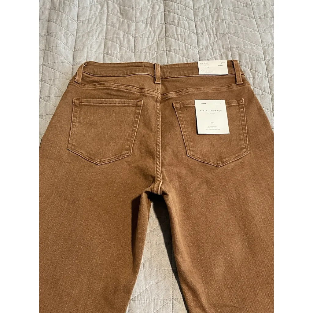 Flying Monkey Jeans Womens Size 29P Brown Mid Rise Straight Denim Pants NWT - Image 15