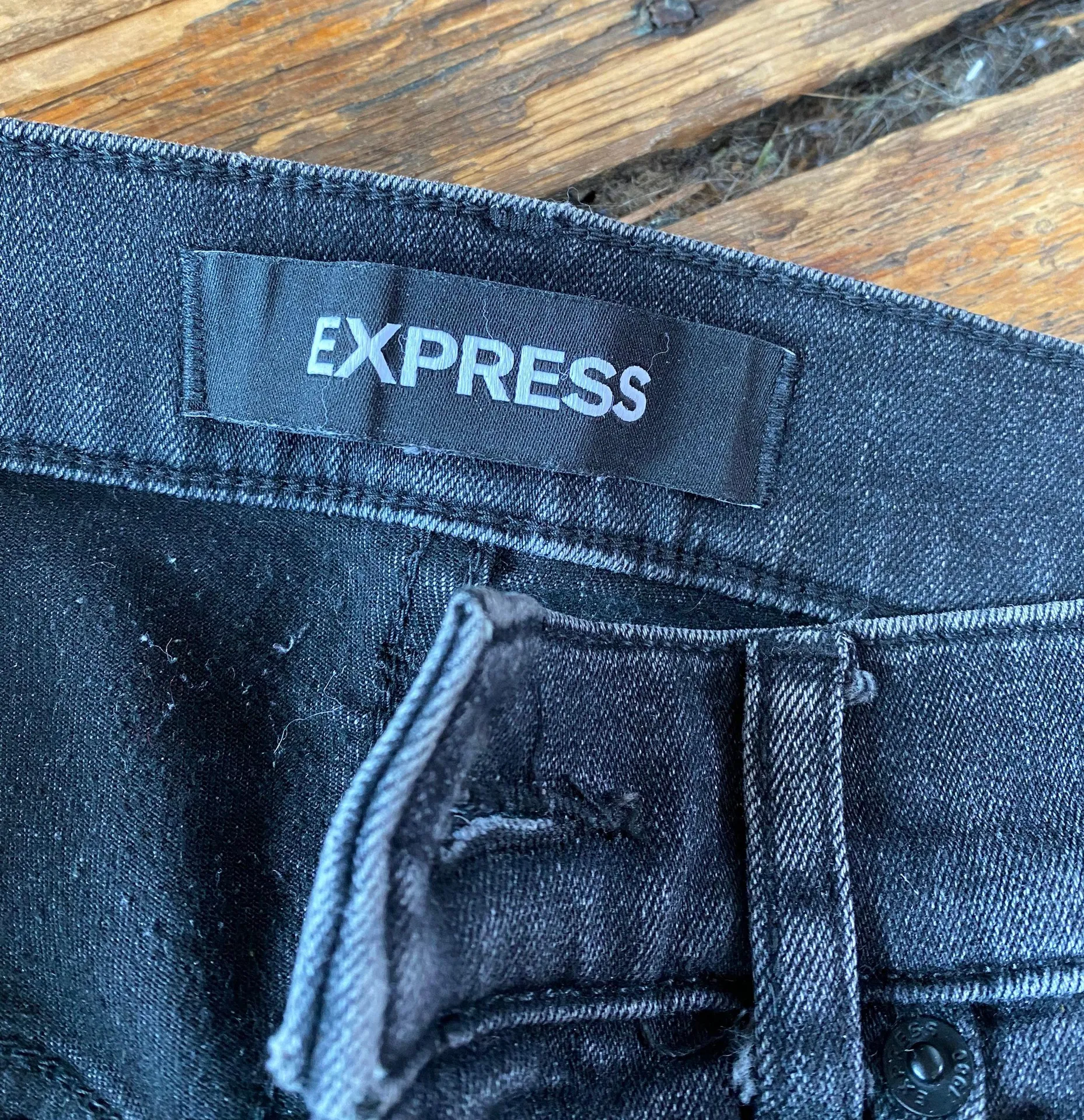 Black Frayed Bottom Jeans - Image 3