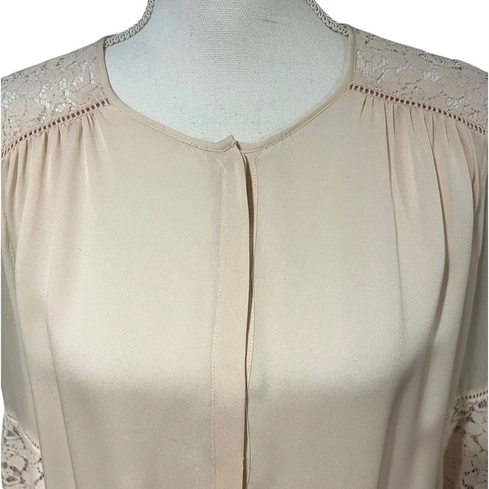Rebecca Taylor Womens Silk Tunic Top Size 8 Lace Coquette Career Feminine Office - Image 2