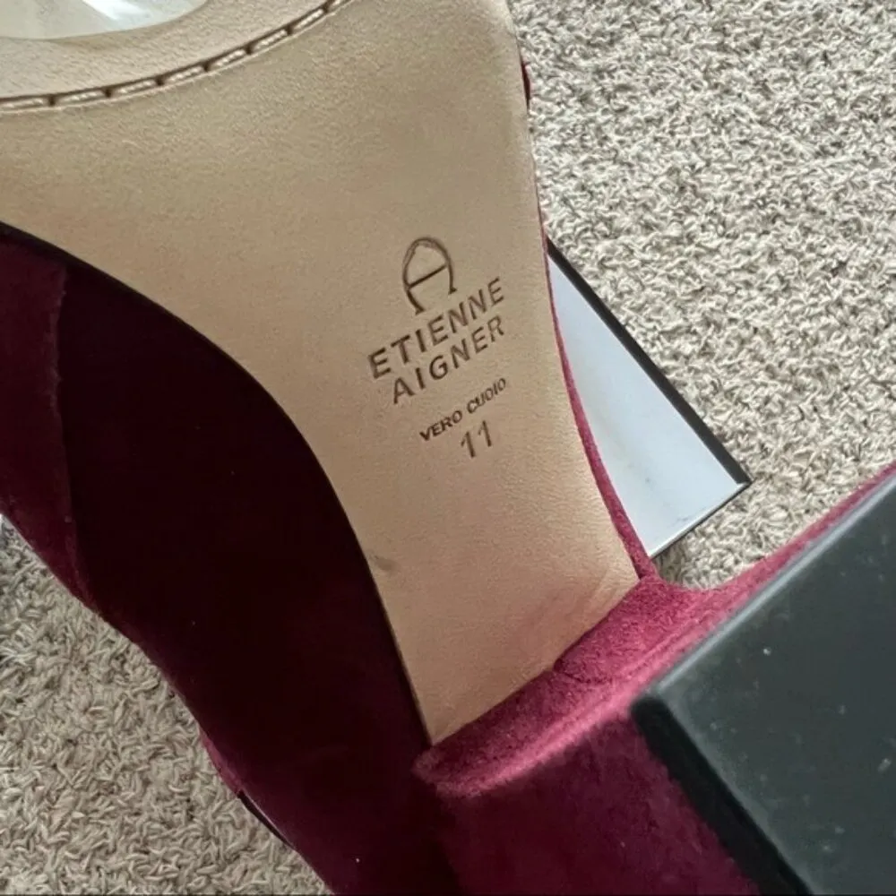 Etienne Aigner Pull-On Boots in Burgundy Suede, Size 11 NEW w/Dust Bag $328 - Image 6