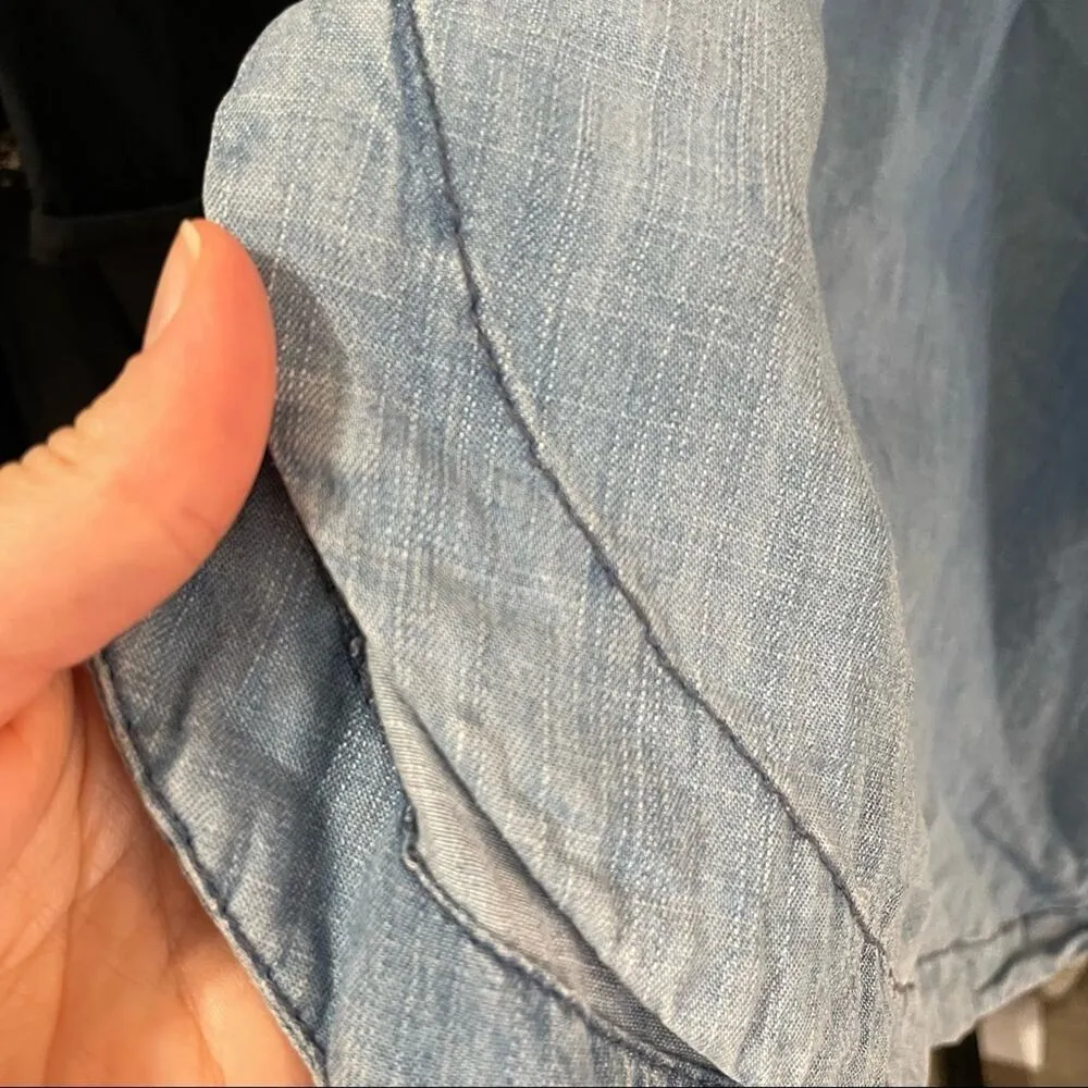 J Crew Chambray Shirt Dress Womens XXS Coastal Cowboy Mini Blue Casual Western - Image 5