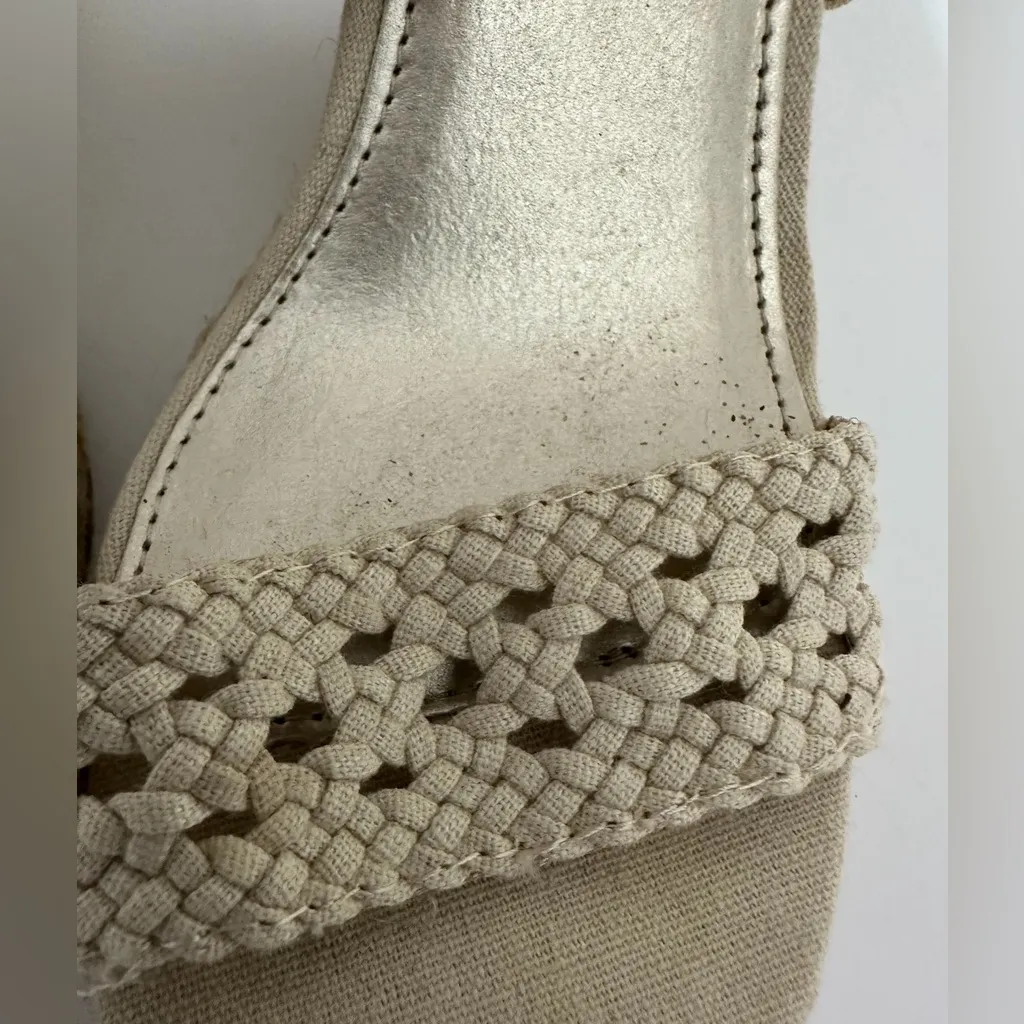 Brash Crochet Strap Espadrille Wedge Sandals Platform Neutral Y2K Size 8 - Image 3
