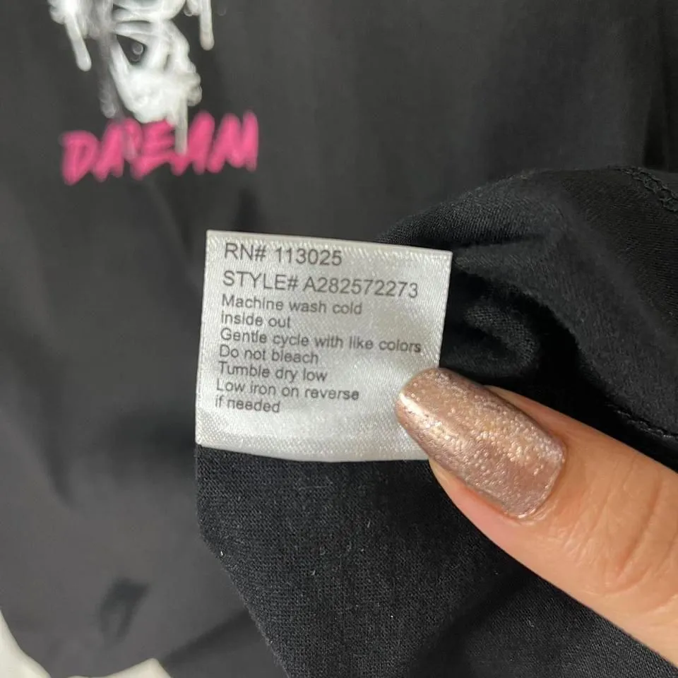 Graphic Silver Glittery Butterfly Crop‎ Top Size Medium Black - Image 8