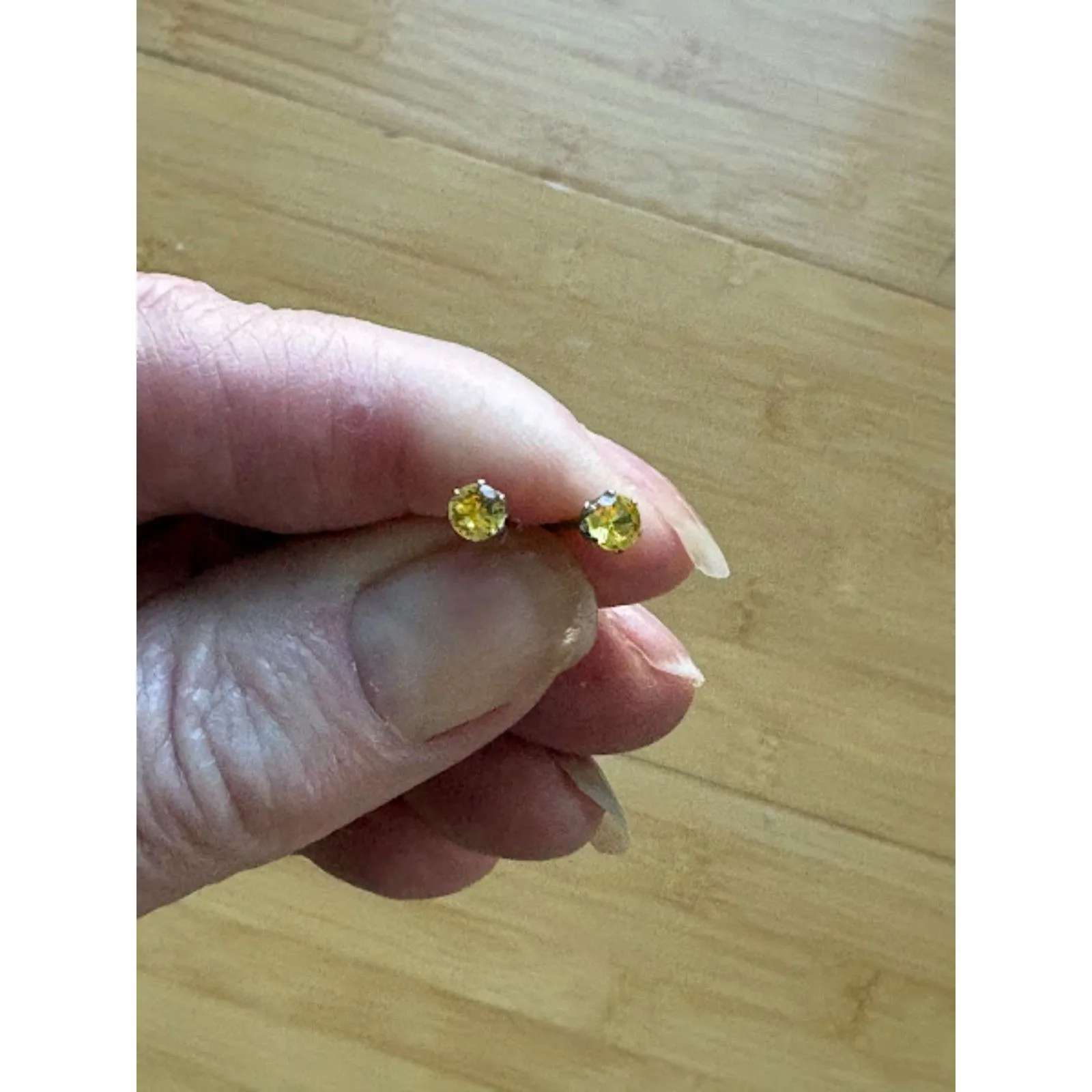 Cubic Zirconia Stainless Steel Stud Earrings Yellow - Image 4