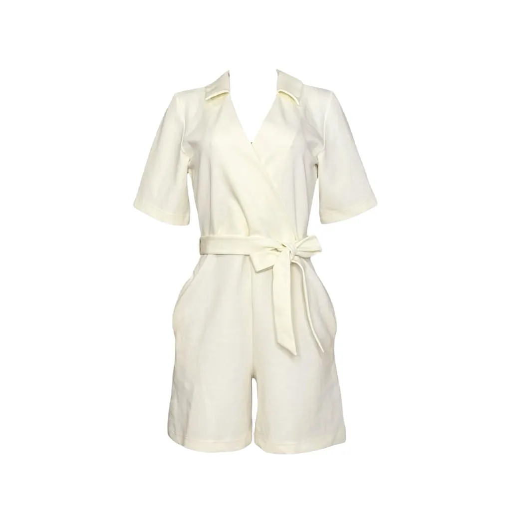 COS Wrap Effect Playsuit, Cream, Small - Image 5