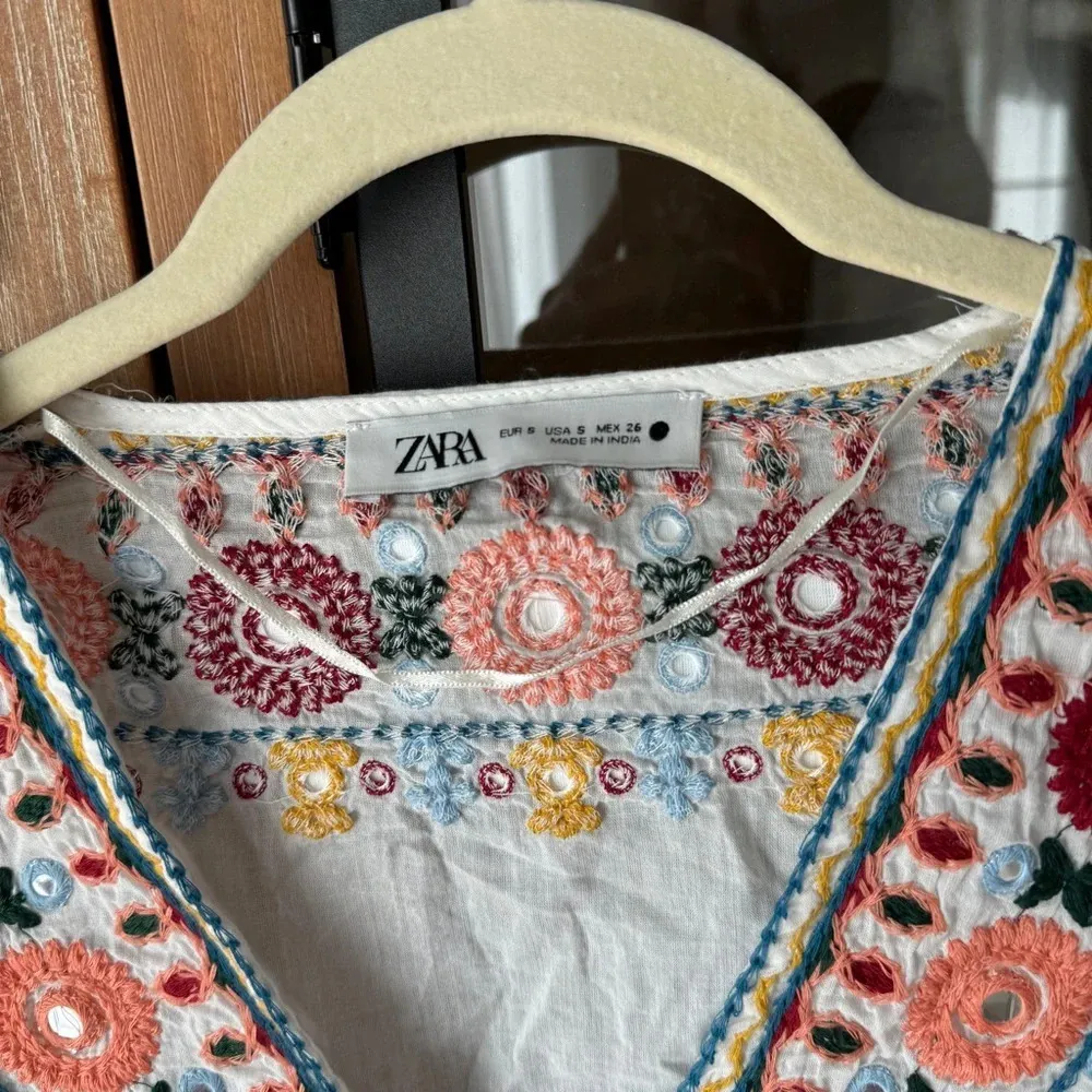 Zara Embroidered Set embellished beaded skirt top boho colorful long sleeve crop - Image 4