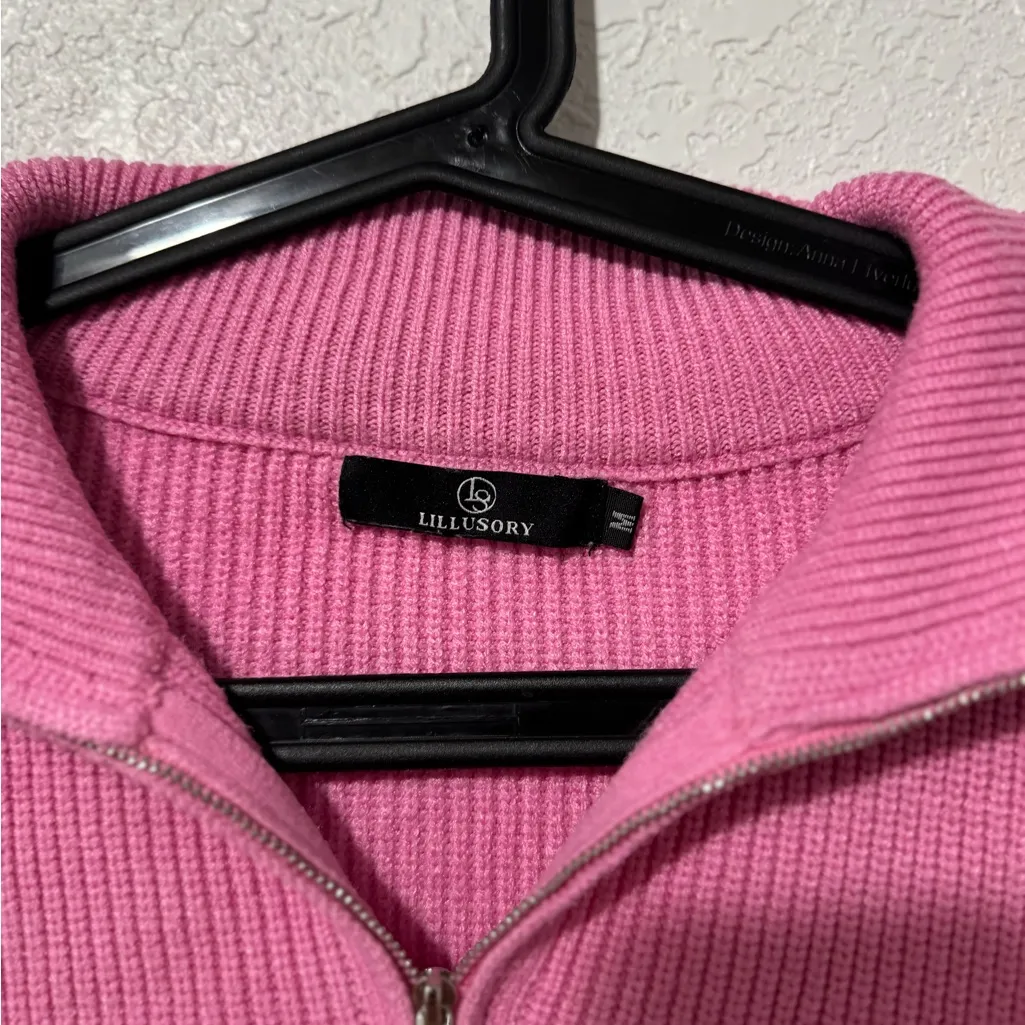 Lillusory Mock Neck Strip Sweater Pink Size M - Image 4