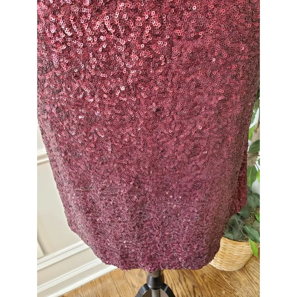 Betsey Johnson Women's Burgundy Ombre Sequin Valentine's Day Party Dress Sz 6 - Image 4