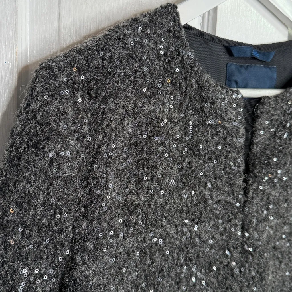 Blue Les Copains Evening Sequin Sparkle Dress Jacket W1965 Sz 46 EU or XL Gray - Image 2