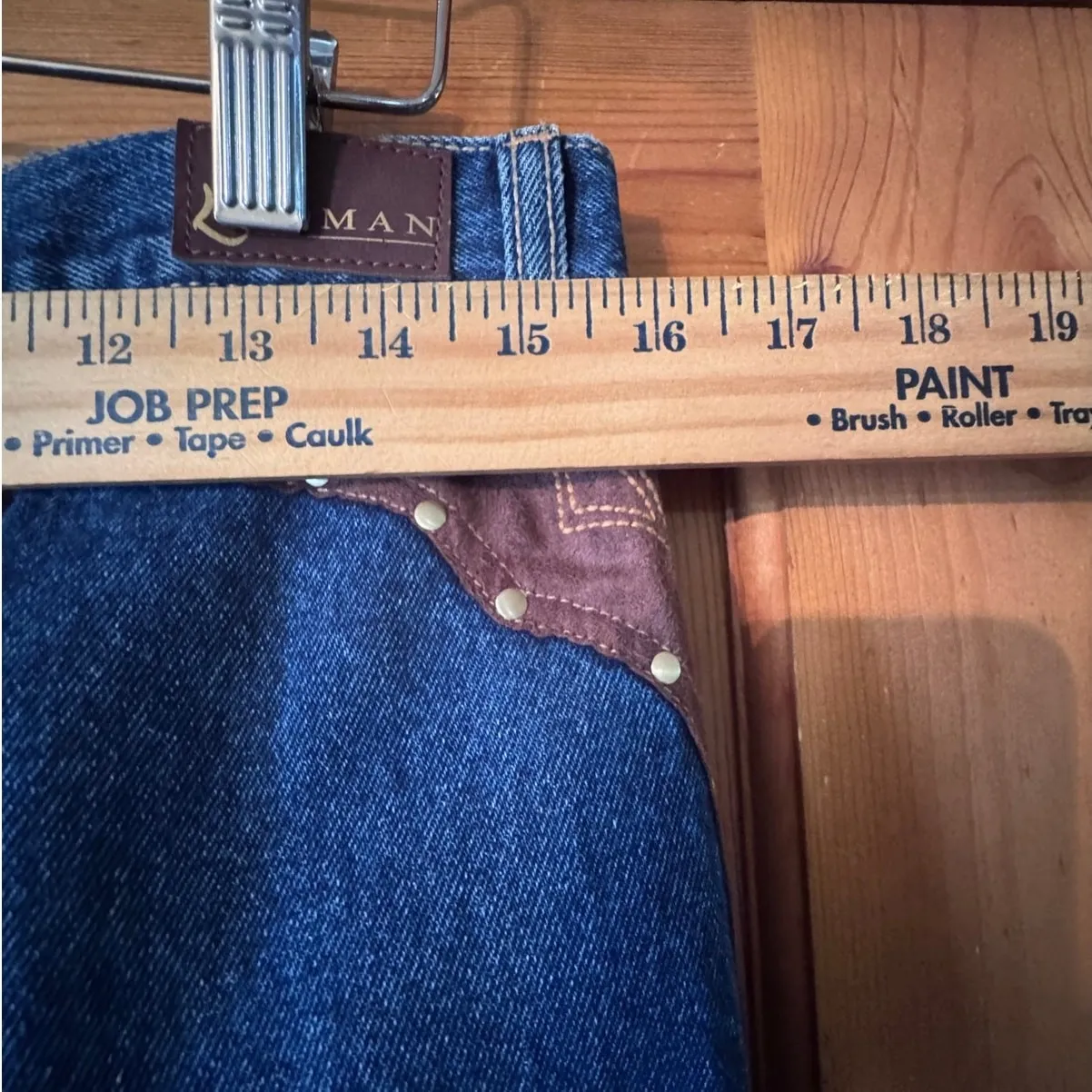 Vintage Lawman Western Jean wide leg No pocket yoke back 11/12 Classic fit Blue - Image 6