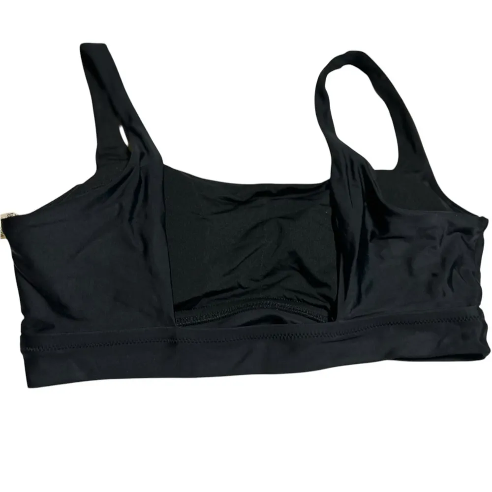 NWT Aerie American Eagle Black Wide Strap Scoop Bikini Top Square Back Large - Image 2