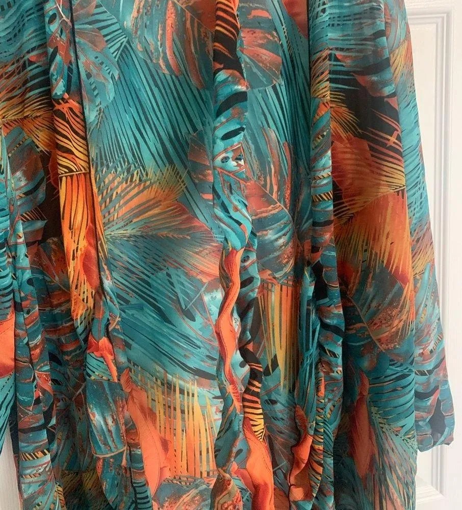 Tropical Kimono Swimsuit Coverup Size M - Image 5