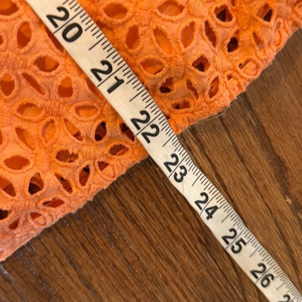 J.Crew orange eyelet cap sleeve top size 2 Orange - Image 7