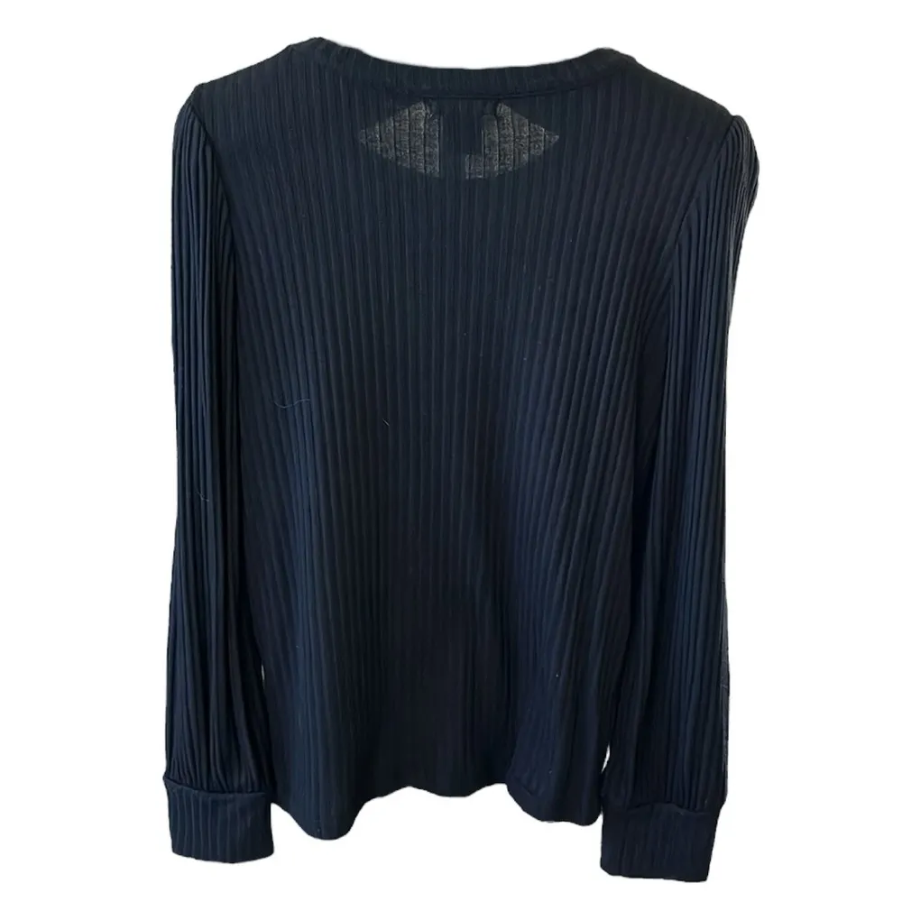 Architect Long Sleeve Ribbed Blouse With Puffy Sleeve Black Size M - Image 6