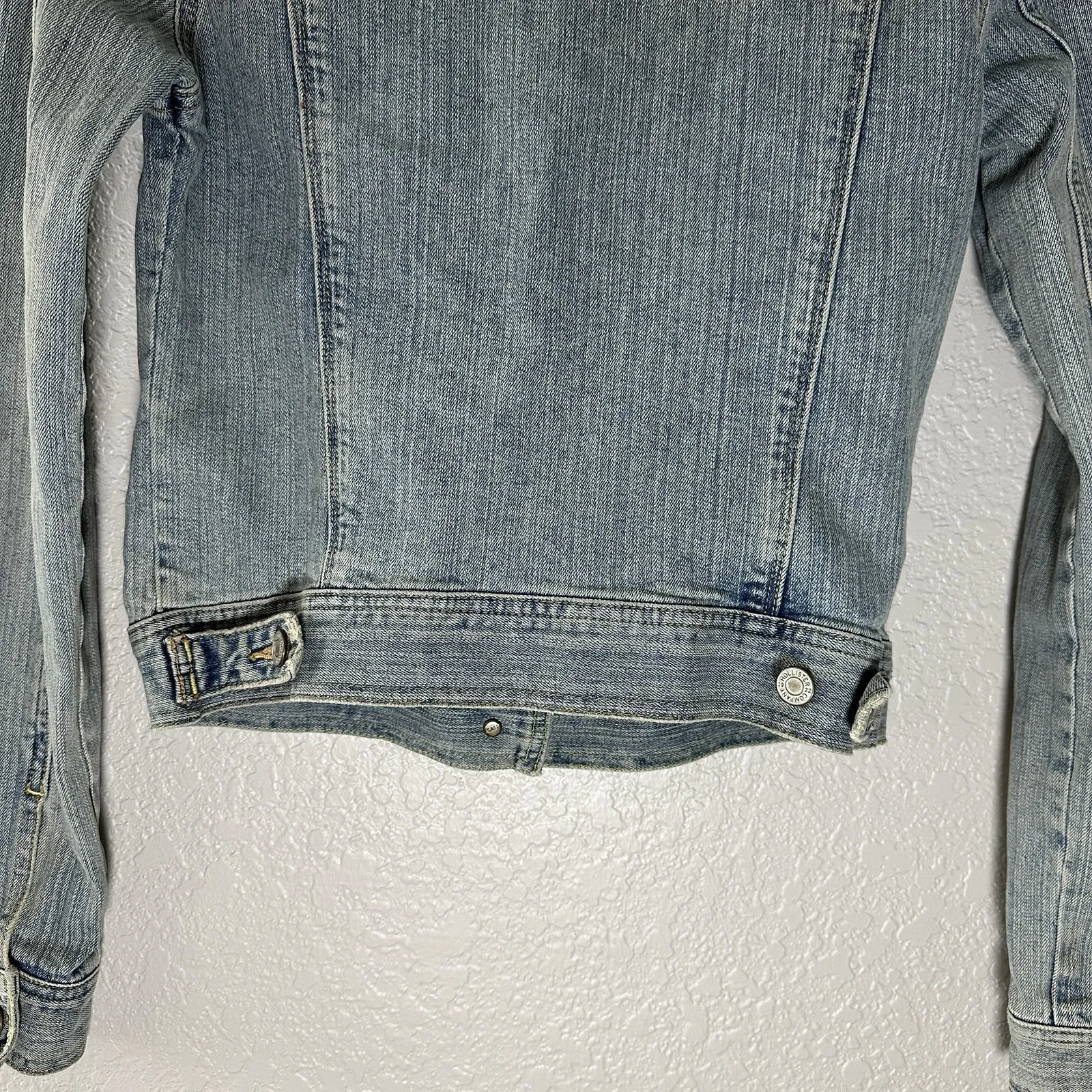VTG Y2K Hollister Stretch Denim Jacket Junior L Fitted Button-Up Jean Coat - Image 9