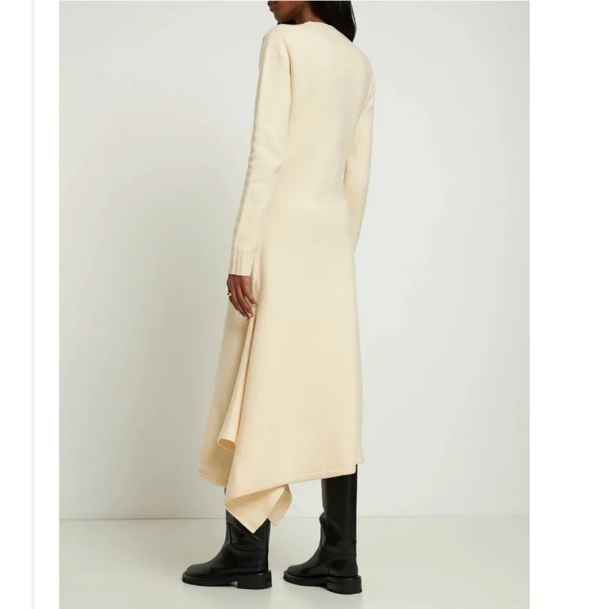 JIL SANDER - Asymmetric Boiled Wool Long Dress - Image 2